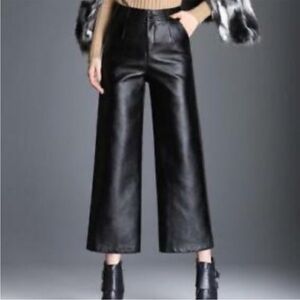 7 For All Mankind Wide Leather Cropped Pants